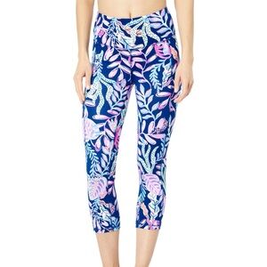 Lilly Pulitzer Luxletic Weekender High Rise Crop Leggings Oyster Bay Navy Sz XXS